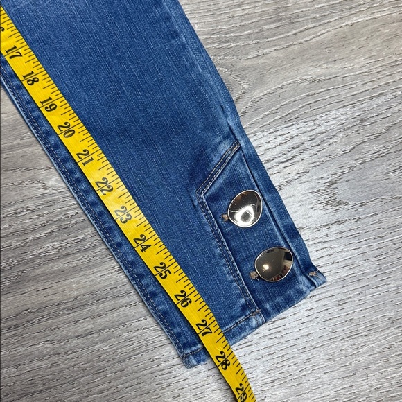 WHBM The Skinny Ankle Jeans Button Hem Blue Sz 0 - Picture 9 of 11